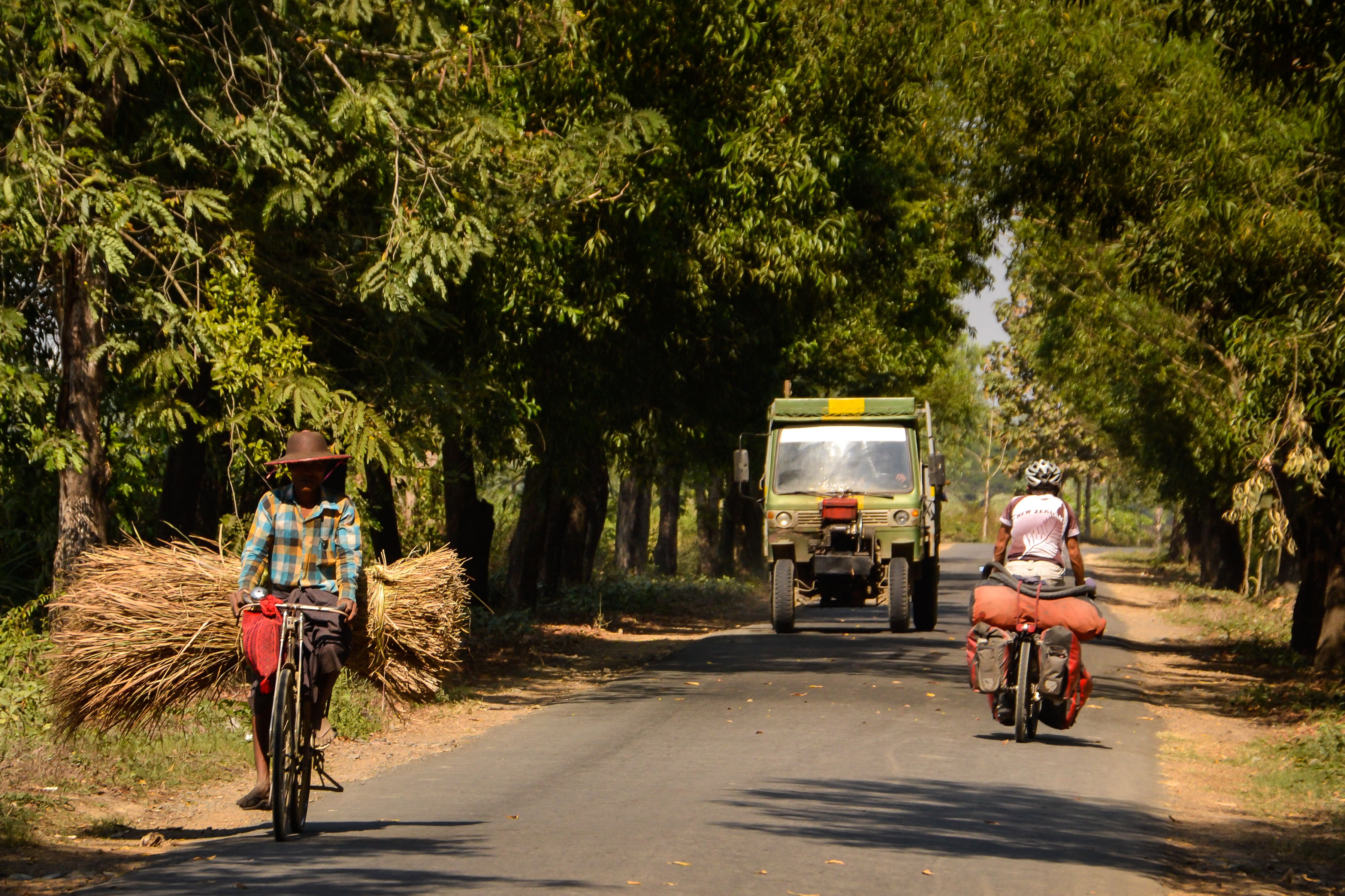 Sharing the road in Myanmar.